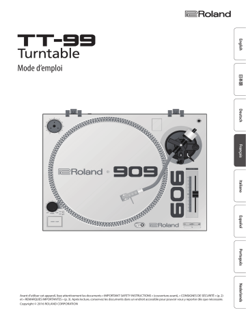 Roland TT-99 Turntable Manuel du propriétaire | Fixfr