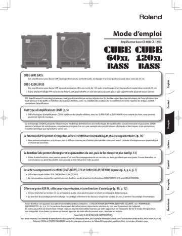 Roland CUBE-120XL BASS Ampli Basse Manuel du propriétaire | Fixfr