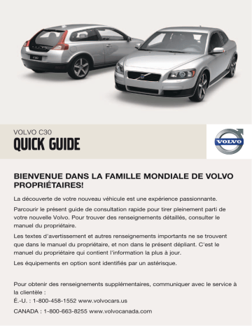 Manuel utilisateur | Volvo C30 2009 Late Guide de démarrage rapide | Fixfr