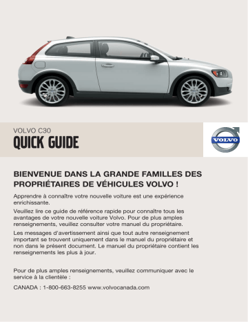 Manuel utilisateur | Volvo C30 2007 Guide de démarrage rapide | Fixfr