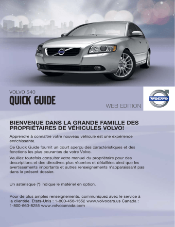 Manuel utilisateur | Volvo S40 2012 Guide de démarrage rapide | Fixfr