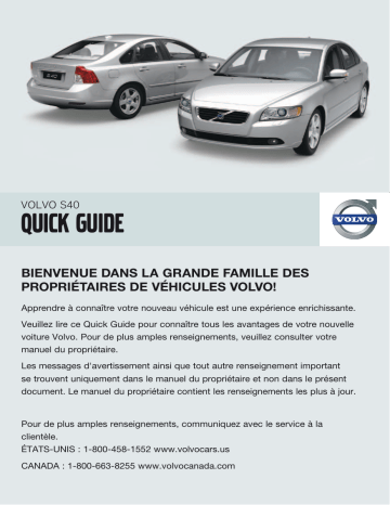 Manuel utilisateur | Volvo S40 2009 Early Guide de démarrage rapide | Fixfr