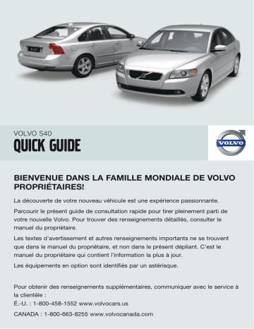 Manuel utilisateur | Volvo S40 2009 Late Guide de démarrage rapide | Fixfr
