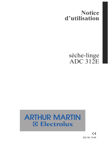 ARTHUR MARTIN ELECTROLUX ADC312E Manuel utilisateur | Fixfr
