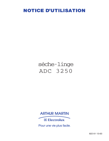 ARTHUR MARTIN ELECTROLUX ADC3250 Manuel utilisateur | Fixfr