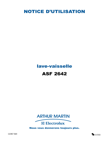 ARTHUR MARTIN ELECTROLUX ASF2642 Manuel utilisateur | Fixfr