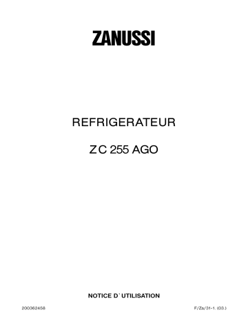 Zanussi ZC 255 AGO Manuel utilisateur | Fixfr