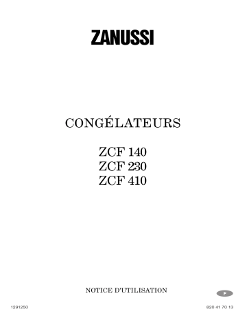 ZCF410 | ZCF140 | Zanussi ZCF230 Manuel utilisateur | Fixfr