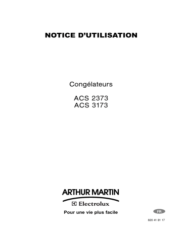 ACS2373 | ARTHUR MARTIN ELECTROLUX ACS3173 Manuel utilisateur | Fixfr