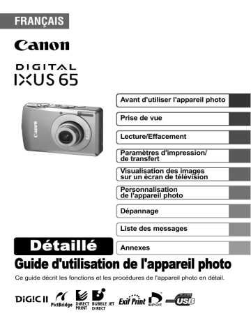 Canon DIGITAL IXUS 65 Manuel utilisateur | Fixfr