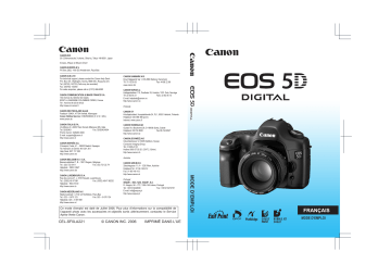 Canon EOS 5D Manuel utilisateur | Fixfr