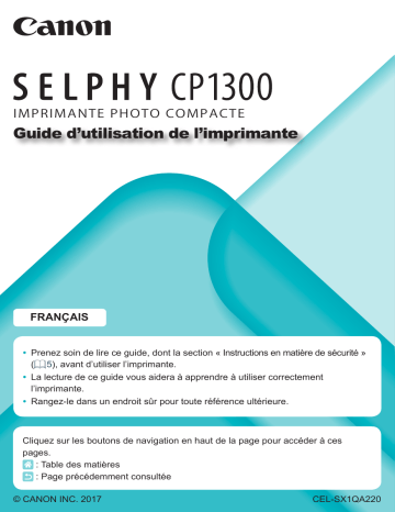Canon SELPHY CP1300 Manuel utilisateur | Fixfr