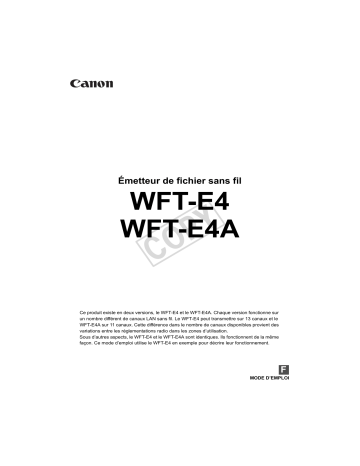 Canon Wireless File Transmitter WFT-E4 Manuel utilisateur | Fixfr