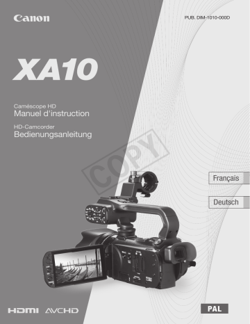 Canon XA10 Manuel utilisateur | Fixfr