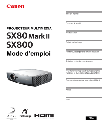 XEED SX800 | Canon XEED SX80 Mark II Manuel utilisateur | Fixfr