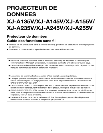 Casio XJ-A130V, XJ-A135V, XJ-A140V, XJ-A145V, XJ-A150V, XJ-A155V, XJ-A230V, XJ-A235V, XJ-A240V, XJ-A245V, XJ-A250V, XJ-A255V Manuel utilisateur | Fixfr