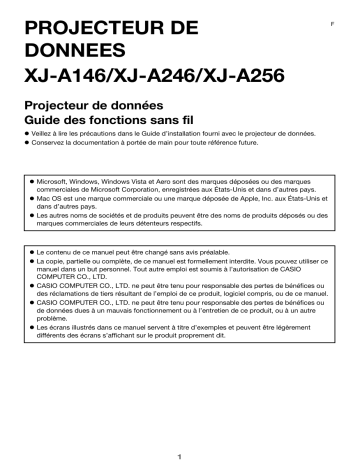 Casio XJ-A141, XJ-A146, XJ-A241, XJ-A246, XJ-A251, XJ-A256 (Serial Number: D****A) Manuel utilisateur | Fixfr