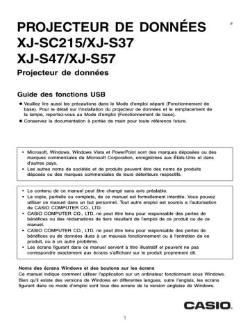 Casio XJ-S32, XJ-S37, XJ-S42, XJ-S47, XJ-S52, XJ-S57, XJ-SC210, XJ-SC215 Manuel utilisateur | Fixfr