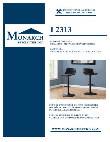 Monarch Specialties I 2313 BARSTOOL Manuel utilisateur | Fixfr