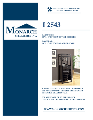 Monarch Specialties I 2543 HOME BAR Manuel utilisateur | Fixfr