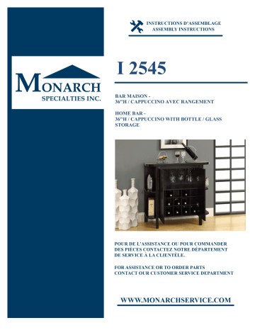 Monarch Specialties I 2545 HOME BAR Manuel utilisateur | Fixfr