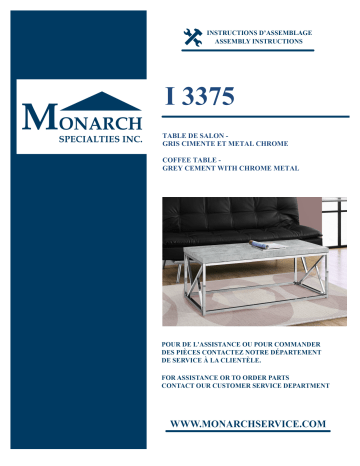 Monarch Specialties I 3375 COFFEE TABLE Manuel utilisateur | Fixfr