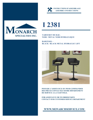 Monarch Specialties I 2381 BARSTOOL Manuel utilisateur | Fixfr