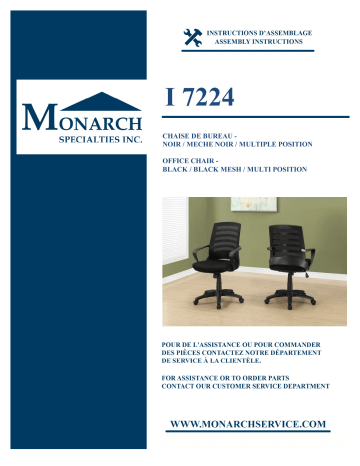 Monarch Specialties I 7224 OFFICE CHAIR Manuel utilisateur | Fixfr
