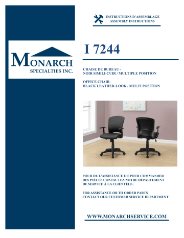 Monarch Specialties I 7244 OFFICE CHAIR Manuel utilisateur | Fixfr