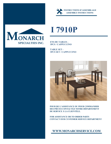 Monarch Specialties I 7910P TABLE SET Manuel utilisateur | Fixfr