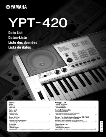 Fiche technique | Yamaha YPT-420 Manuel utilisateur | Fixfr