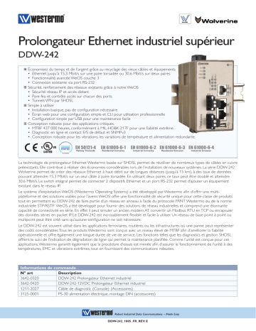 Westermo DDW-242 Advanced Industrial Ethernet Extender Fiche technique | Fixfr
