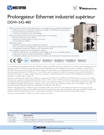 Westermo DDW-242-485 Advanced Industrial Ethernet Extender Fiche technique | Fixfr