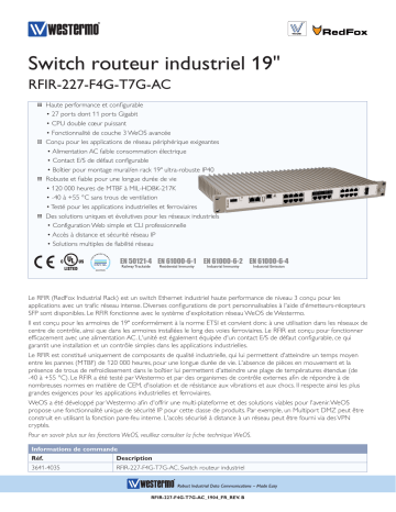Westermo RFIR-227-F4G-T7G-AC 19” Rackmount Industrial Routing Switch Fiche technique | Fixfr