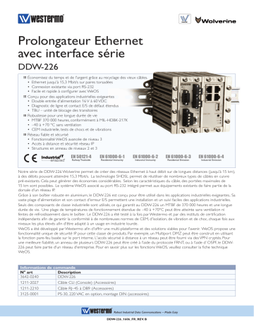 Westermo DDW-226 Ethernet Extender  Fiche technique | Fixfr