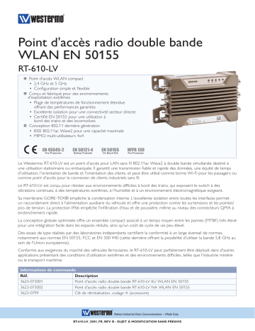 Westermo RT-610-LV EN 50155 WLAN Dual Radio Access Point Fiche technique | Fixfr