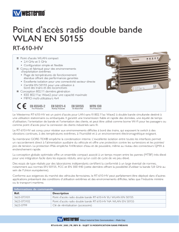 Westermo RT-610-HV EN 50155 WLAN Dual Radio Access Point Fiche technique | Fixfr