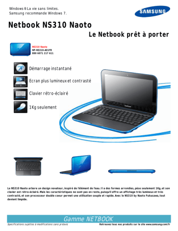 Samsung NP-NS310-A01FR Fiche technique | Fixfr