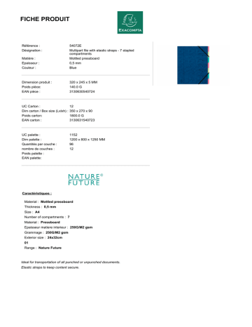 Exacompta 54072E Fiche technique | Fixfr