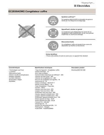 Electrolux EC2830AOW2 Fiche technique | Fixfr