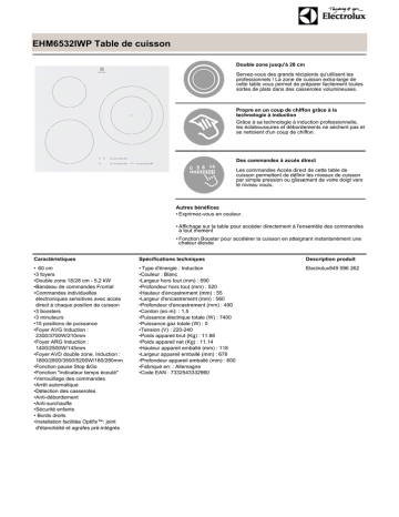 Electrolux EHM6532IWP Fiche technique | Fixfr