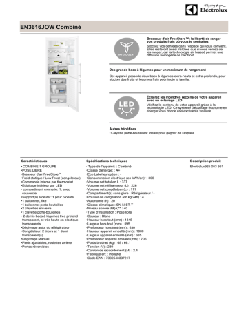 Electrolux EN3616JOW Fiche technique | Fixfr