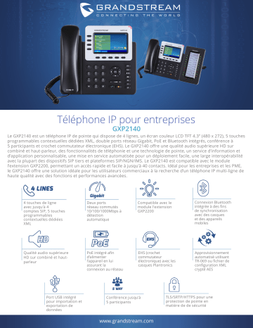 Grandstream GXP2140 Fiche technique | Fixfr