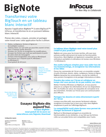 Infocus INS-BNOTE1 BigNote Whiteboarding Software Fiche technique | Fixfr