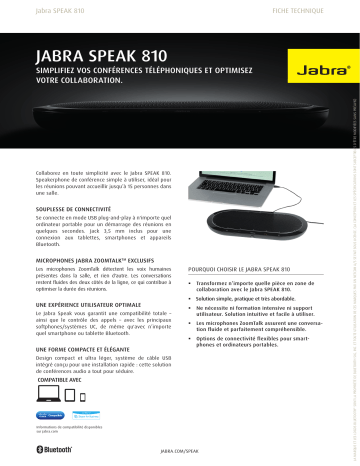 Jabra Speak 810 Fiche technique | Fixfr