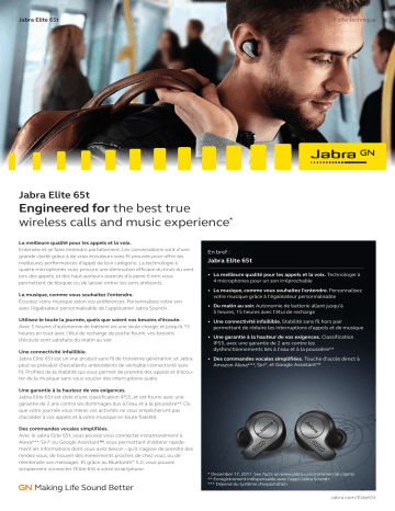 Jabra Elite 65t Fiche technique | Fixfr