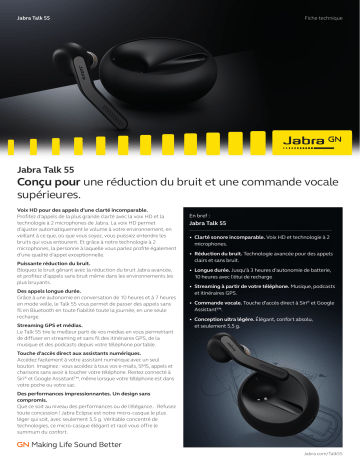 Jabra Talk 55 Fiche technique | Fixfr