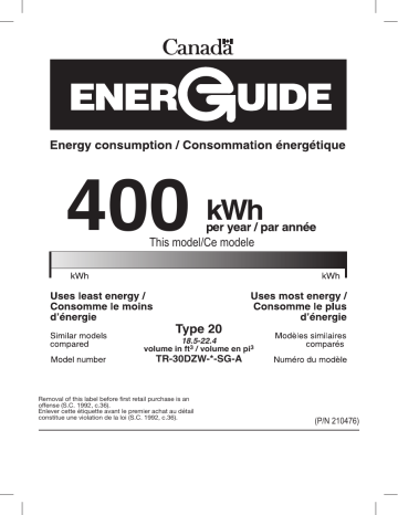 Une information important | True Residential TR-30-DZW-R-SG-A Manuel utilisateur | Fixfr