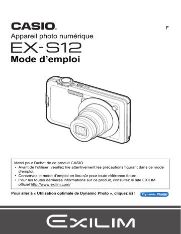Casio EX-S12(Pour les clients américains du nord) Manuel utilisateur | Fixfr