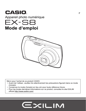 Casio EX-S8  (Pour les clients américains du nord) Manuel utilisateur | Fixfr
